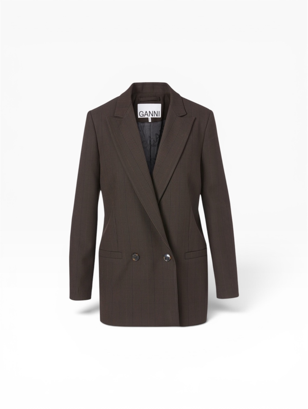 GANNI Brown Pinstripe Stretch Suiting Oversized Blazer Size 38 Medium US 6 8